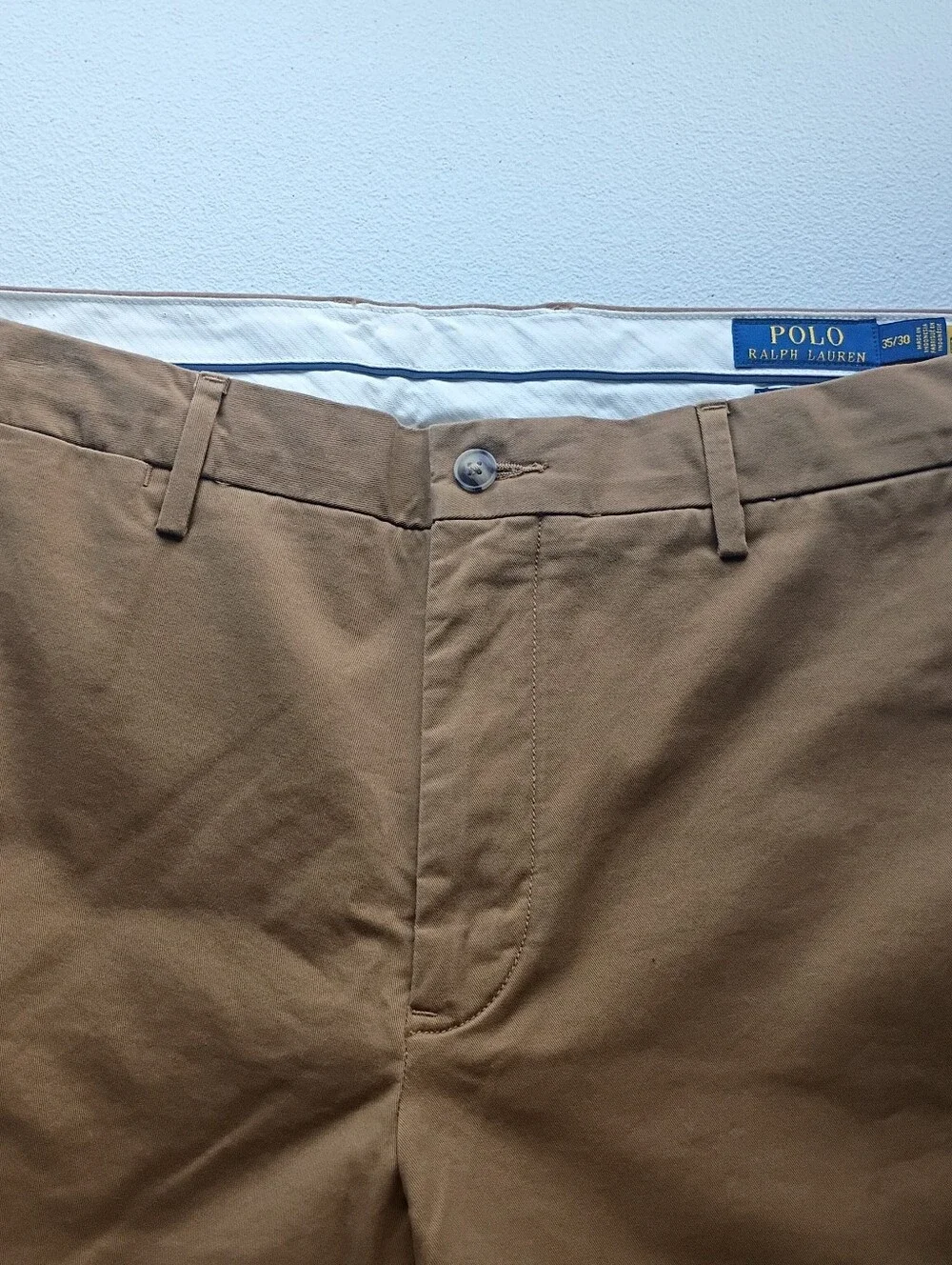 Mens Polo by Ralph Lauren Men's  Brown Chino Flat Front Pants Sz 35/30